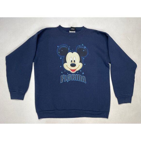 VINTAGE Disney Mickey Mouse Graphic Crewneck Sweatshirt Men Small Blue 90s - Picture 1 of 6